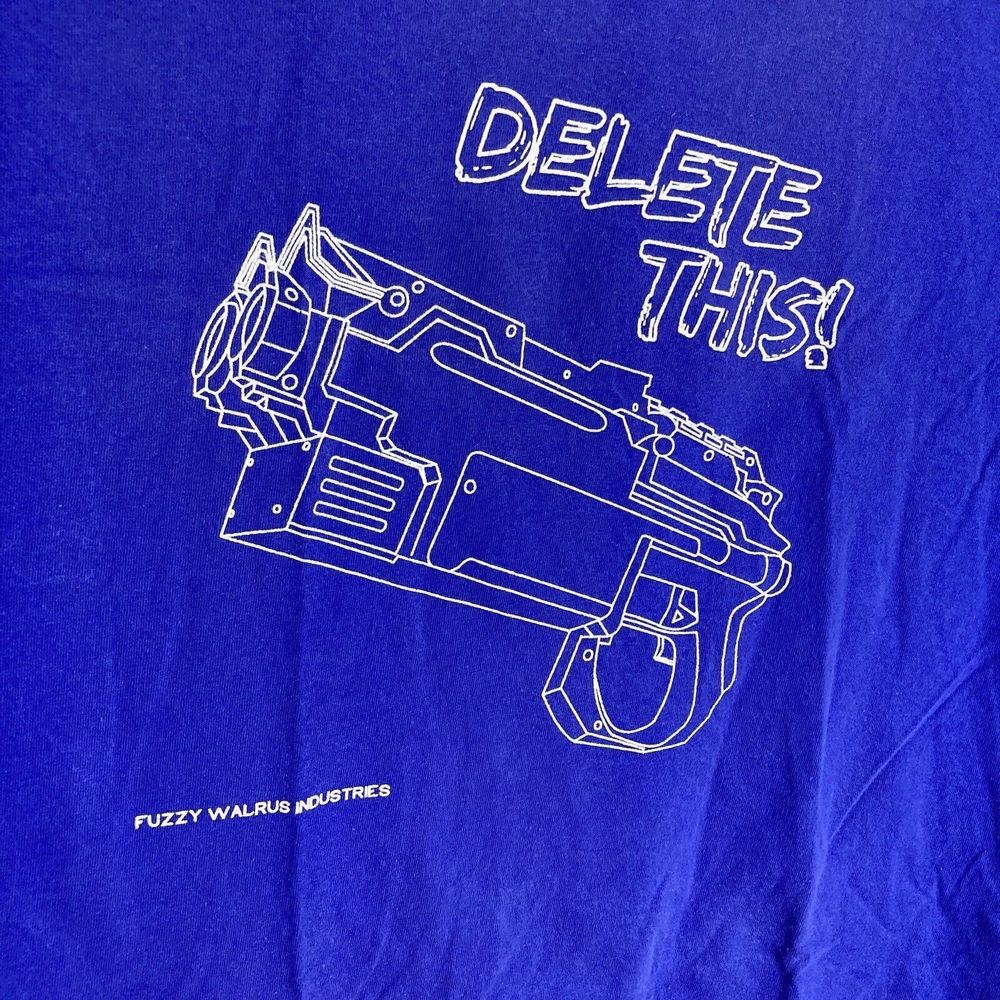 Walcom Fuzzy Walrus Men's XL‎ Blue Delete This T Shirt Hanes Cotton Blaster Nerf